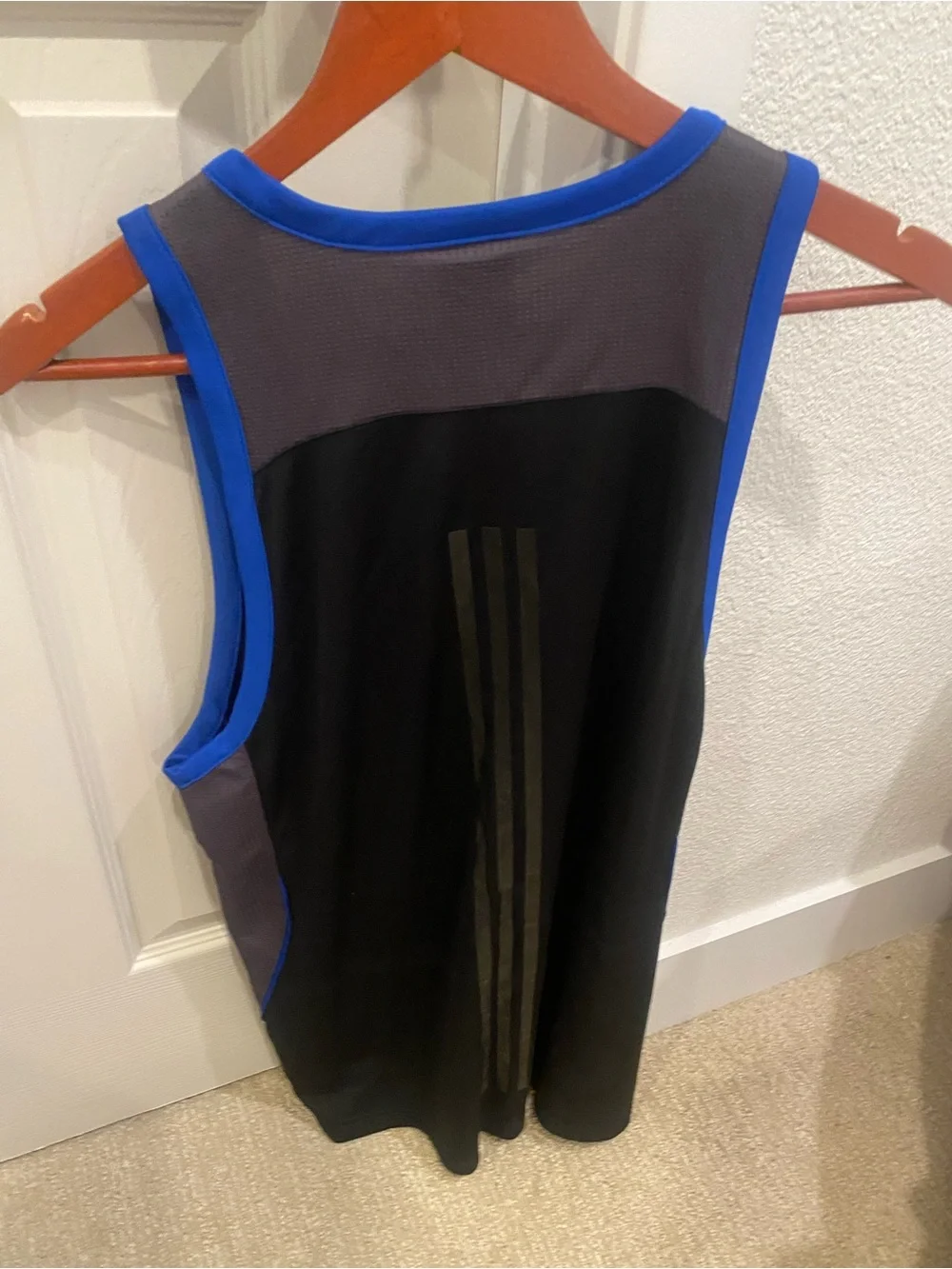 adidas Black Tank with Blue Trim and Logo